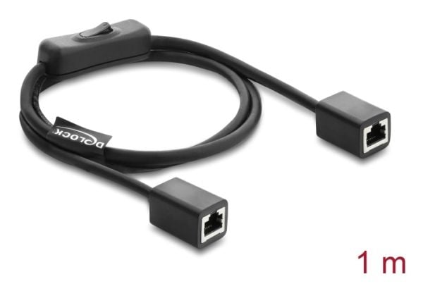 Delock RJ45 hunn til hunn-kabel med bryter Cat.6 F/UTP 1 m - nettverksswitching svart