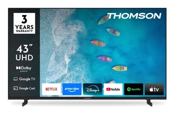 Thomson 43UG4S15, 109,2 cm (43"), 3840 x 2160 pikseliä, LED, Älytelevisio, Wi-Fi, musta