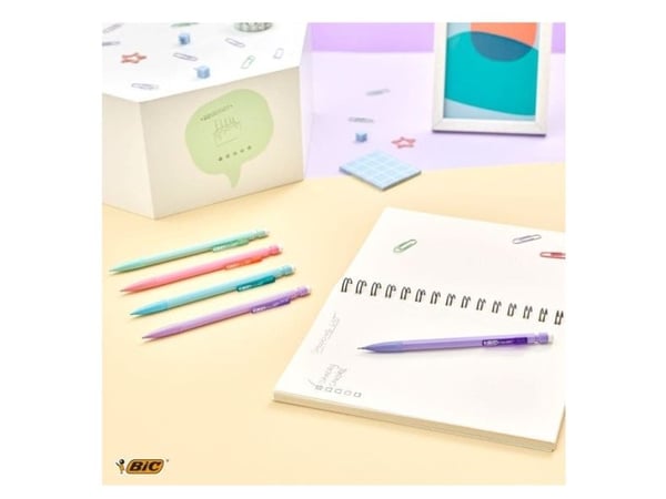 BIC Matic Pastel, Blå, Grön, lila, Rosa, Lila, Färglös, HB, 0,7 mm, Hexagonal, Infällbar