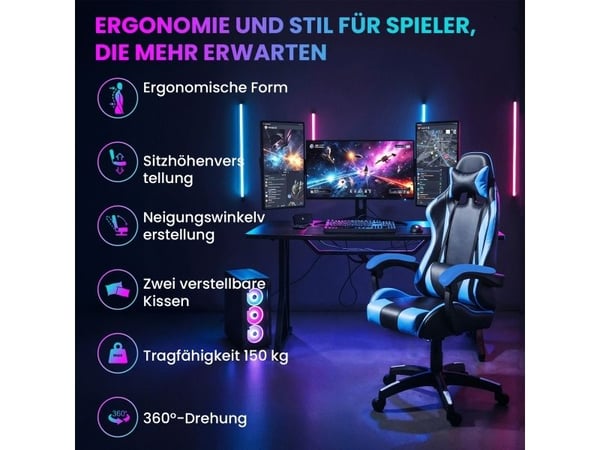 Extralink Gaming | Gaming stol | kontorstol, svingbar, kube, sort/blå, G-523
