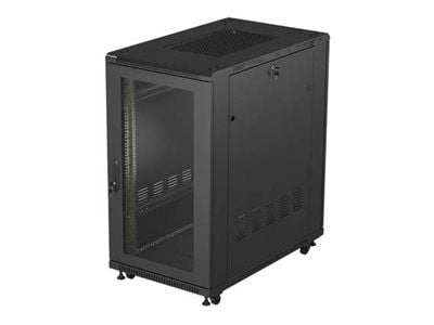 Lanberg FF01 series - Rack skåp - 600 x 1000, platt paket, med glasdörr - med 6 kylfläktar - fristående - svart, RAL 9004 - 22U - 19"