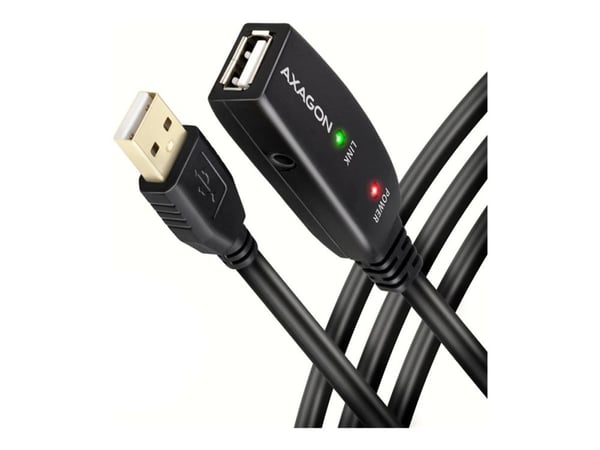 AXAGON ADR-205 - USB-förlängningskabel - USB (hane) till USB (hona) - USB 2.0 - 5 V - 500 mA - 5 m - aktiv förstärkare - svart