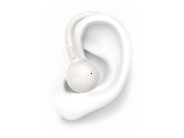 Belkin SoundForm ActiveFit - True wireless-hodetelefoner med mikrofon - ørepropp - over-øret-montering - Bluetooth - sand