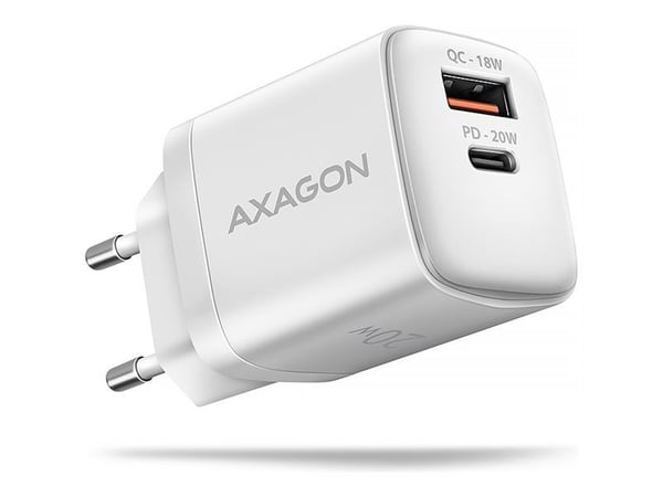 AXAGON ACU-PQ20W - Strømadapter - 20 watt - 3 A - PD 2.0, PD 3.0, QC 2.0, QC 3.0, QC 4.0+, Huawei Fast Charge, SCP, PD/PPS, AFC, PE+, PE 2.0+ - 2 u...