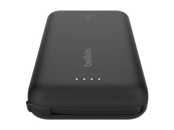 Belkin BoostCharge - Strømbank - med integrert kabel - 10000 mAh - 20 watt - 3 A - Fast Charge - 2 utgangskontakter (USB-C) - svart