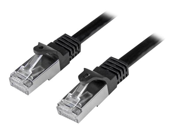 Startech 50cm CAT6 Ethernet Cable, 10 Gigabit Shielded Snagless RJ45 100W PoE Patch Cord, CAT 6 10GbE SFTP Network Cable w/Strain Relief, Black, Wi...