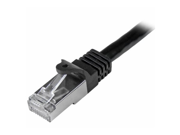 Startech 50cm CAT6 Ethernet Cable, 10 Gigabit Shielded Snagless RJ45 100W PoE Patch Cord, CAT 6 10GbE SFTP Network Cable w/Strain Relief, Black, Wi...