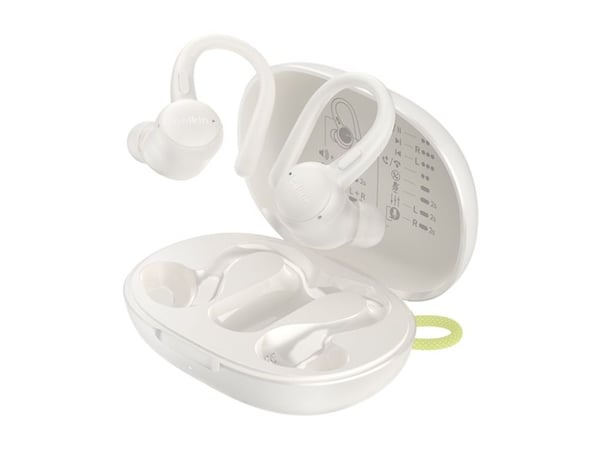 Belkin SoundForm ActiveFit - True wireless-hodetelefoner med mikrofon - ørepropp - over-øret-montering - Bluetooth - sand