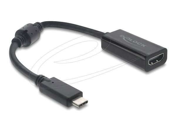 Delock - Adapterkabel - USB-C hane till HDMI hane - 15 cm - svart - 8K60 Hz (7680 x 4320) stöd, stöd för DP Alt-läge, HDR10-stöd