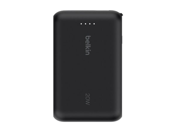 Belkin BoostCharge - Strømbank - med integrert kabel - 10000 mAh - 20 watt - 3 A - Fast Charge - 2 utgangskontakter (USB-C) - svart