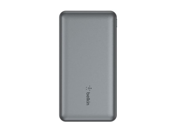Belkin BoostCharge - Strømbank - 10000 mAh - 15 watt - 3 A - 3 utgangskontakter (2 x USB, USB-C) - på kabel: USB-C - romgrå