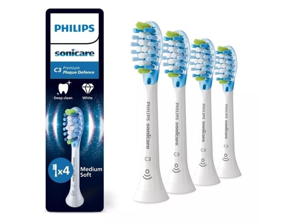 Philips Sonicare C3 Premium Plaque Defence HX9044 - Utskiftningsbørstehode - for tannbørste - hvit (en pakke 4)