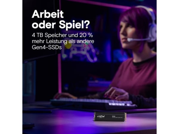 Crucial P310 - SSD - 2 TB - intern - M.2 2280 - PCIe 4.0 x4 (NVMe) - integrert kjøle