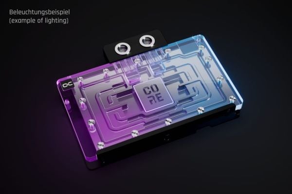 Alphacool Core, Bakplate, Aluminium, Kromfarget, Kopper, Sort, Kromfarget, 3-Pin JST, 1/4", 60 °C