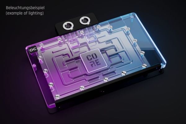 Alphacool 10268, Bakplate, Akryl, Aluminium, Kromfarget, Kopper, Nylon, Sort, Kromfarget, 3-Pin JST, 1/4", 60 °C