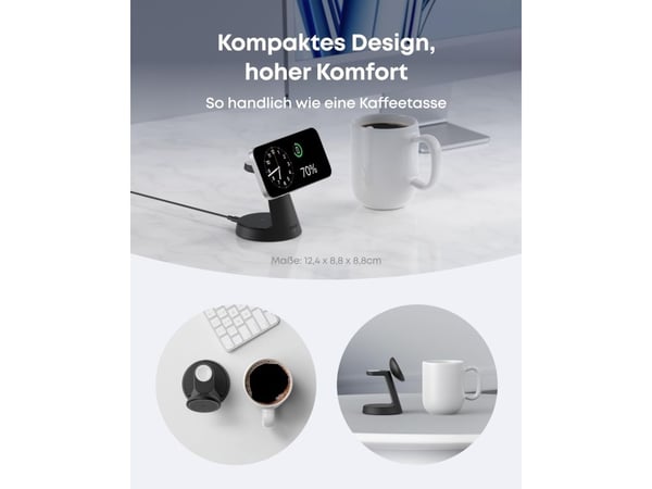 Anker MagGo, Innendørs, USB, Trådløs lading, Svart