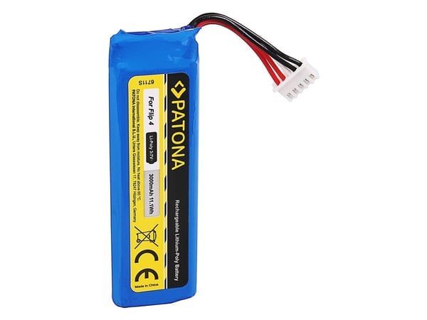 PATONA 6711, Oppladbart batteri, Blå, JBL, Flip 4, Lithium-Ion (Li-Ion), 3000 mAh