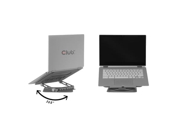 Club3D-stativ for bærbar PC med USB-C HUB 100W 360° 4K60Hz
