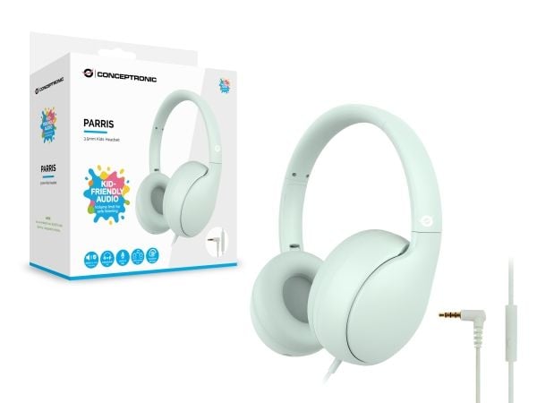 Conceptronic PARRIS04GT, Koblet med ledninger (ikke trådløs), Samtaler/musikk, 20 - 20000 Hz, 180 g, Hodesett, Lysegrønn