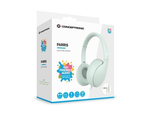 Conceptronic PARRIS04GT, Koblet med ledninger (ikke trådløs), Samtaler/musikk, 20 - 20000 Hz, 180 g, Hodesett, Lysegrønn