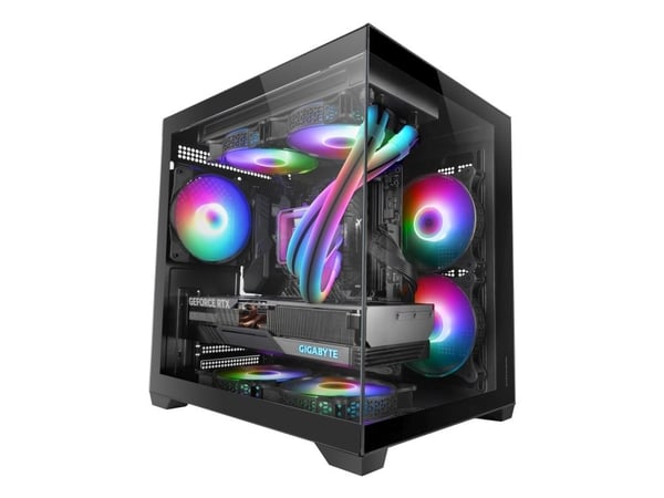 Mars Gaming MC-VIEW2, Mini Tower, PC, musta, mikro ATX, Mini-ITX, Metalli, Karkaistu lasi, Pelaaminen