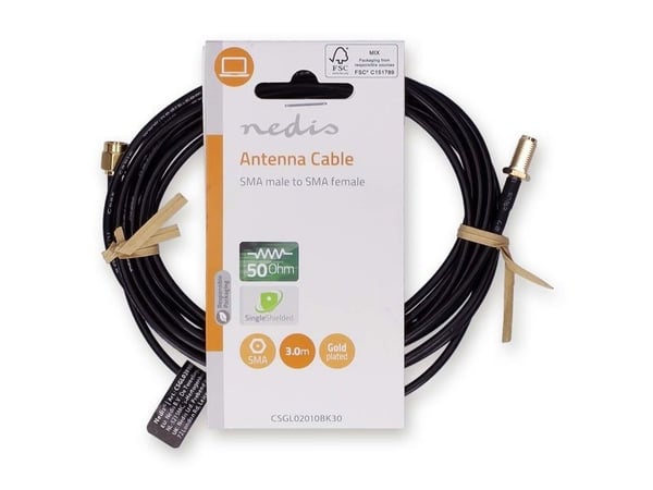 Nedis CSGL02010BK30, 3 m, SMA, SMA, Sort