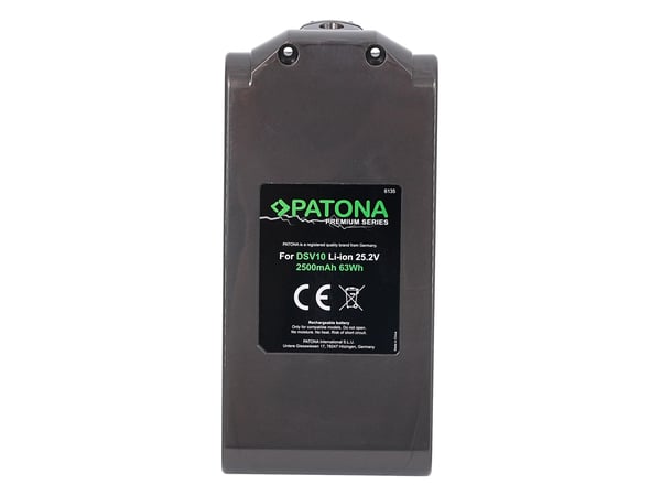 PATONA 6135, Batteri, Støvsuger med stang, Sort, Lithium-Ion (Li-Ion), 2500 mAh, 25,2 V