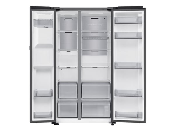 Samsung RS80F66KBF, Frittstående, Amerikansk dør, Svart, 2 dører, Premium Black Steel, På innsiden