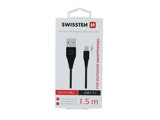 Swissten 71504403 USB 3.2 Gen 1 (3.1 Gen 1) 1,5 m USB A USB C-kabel Svart