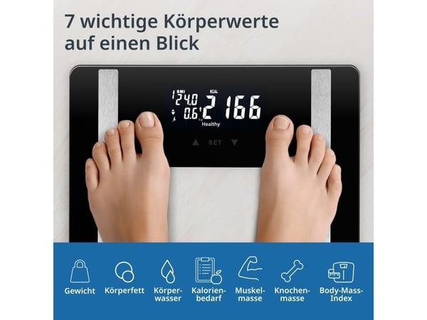 ADE BA2300-1, Elektronisk personvekt, 200 kg, 100 g, Sort, Hvit, kg, lb, firkant