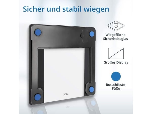 ADE BA2300-1, Elektronisk personvekt, 200 kg, 100 g, Sort, Hvit, kg, lb, firkant