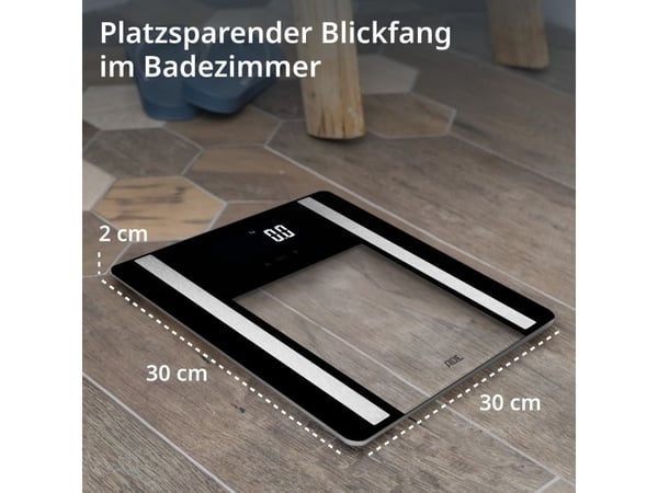 ADE BA2300-1, Elektronisk personvekt, 200 kg, 100 g, Sort, Hvit, kg, lb, firkant