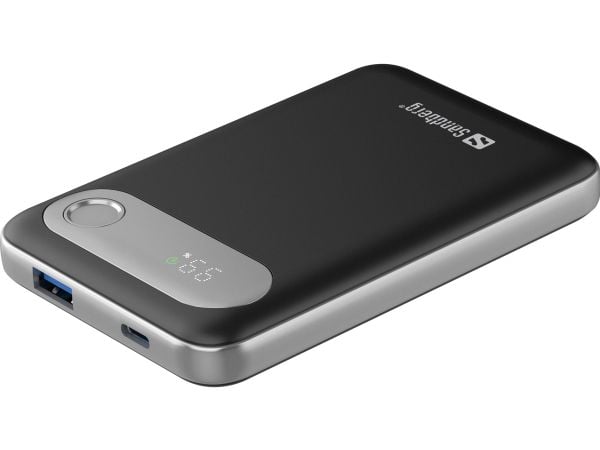 Sandberg Travel - Strømbank - 10000 mAh - 38.5 Wh - 20 watt - 4.5 A - PD - 2 utgangskontakter (USB, USB-C)