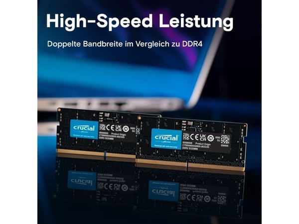 Crucial - DDR5 - sett - 128 GB: 2 x 64 GB - SO DIMM 262-pin - 2800 MHz / PC5-44800 - 1.1 V - on-die ECC - svart