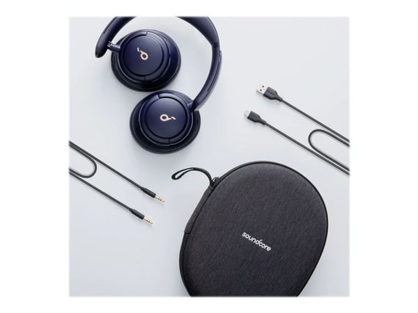 Soundcore Life Q30 - Hodetelefoner med mikrofon - full størrelse - Bluetooth - trådløs, kablet - NFC - aktiv støydemping - 3,5 mm jakk - midnattsblå