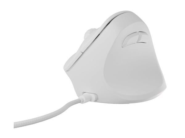 Natec CRAKE 2 PRO - Vertikal mus - ergonomisk - optisk - 6 knapper - kablet - USB - hvit