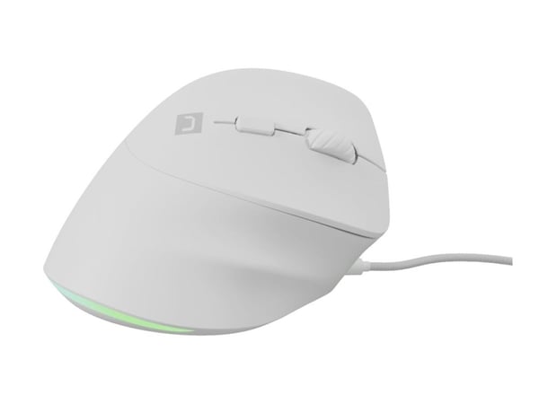 Natec CRAKE 2 PRO - Vertikal mus - ergonomisk - optisk - 6 knappar - kabelansluten - USB - vit