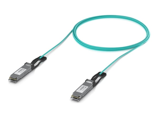 Ubiquiti - 100GBase-AOC direkte tilkoblingskabel - QSFP28 (hann) til QSFP28 (hann) - 5 m - 5 m - 3 mm - fiberoptisk - OM3 - up to 100 Gbps data tra...
