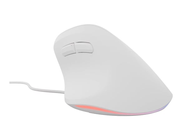 Natec CRAKE 2 PRO - Vertikal mus - ergonomisk - optisk - 6 knappar - kabelansluten - USB - vit
