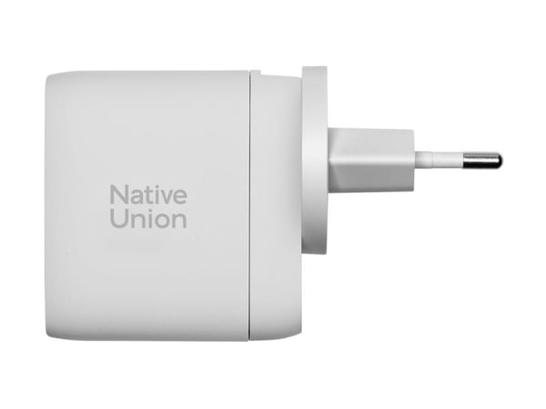 Native Union - Strømadapter - GaN - 67 watt - 3.35 A - PD, QC 3.0, Fast Charge - 3 utgangskontakter (2 x USB-C, USB) - hvit - Internasjonal