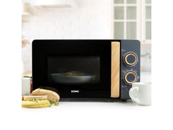 Domo DO3320, Benkeplate, Solo mikrobølge ovn, 20 l, 700 W, Rotasjon, Sort, Tre