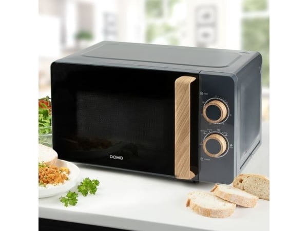 Domo DO3320, Benkeplate, Solo mikrobølge ovn, 20 l, 700 W, Rotasjon, Sort, Tre