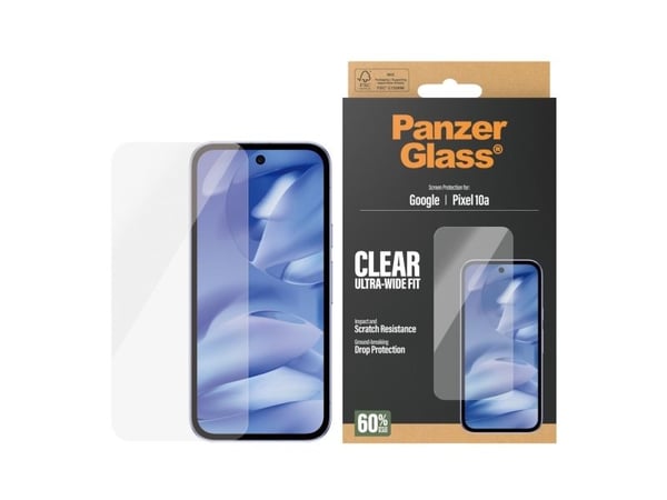 PanzerGlass - Skjermbeskyttelse for mobiltelefon - ultrabred passform - glass - blank - for Google Pixel 10a