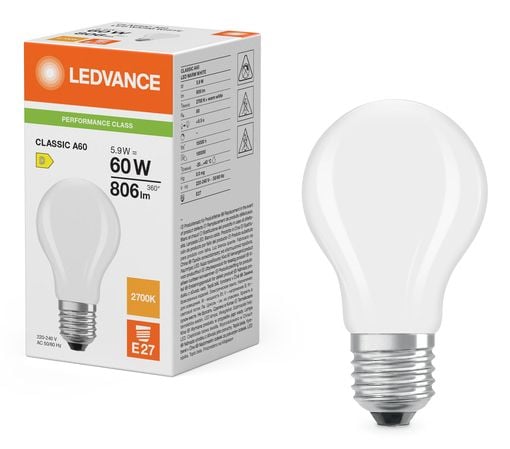 Osram LED Classic A, 5,9 W, 60 W, E27, 806 lm, 15000 h, varmhvit