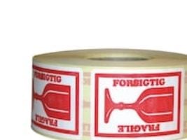 Tarra tekstillä Caution/Fragile 45x65mm 1000 kpl/rulla