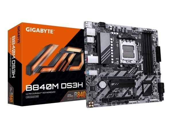 Gigabyte B840M DS3H - Hovedkort - micro ATX - Socket AM5 - AMD B840 Chipset - USB-C 3.2 Gen 1, USB 3.2 Gen 1 - 2.5 Gigabit LAN - innbygd grafikk (C...