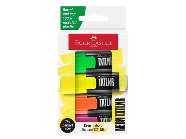 Faber-Castell 154204, 4 stykker, Grønn, Oransje, Rosa, Gult, Assorterte farger, Rektangel, 1 mm, 5 mm