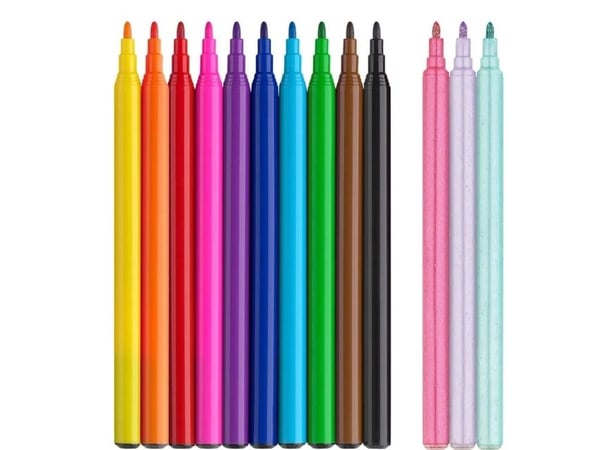 Specialerbjudande: FABER-CASTELL tuschpennor med enhörning, assorterade färger, 13 pennor + GRATIS klistermärken med enhörning (554213)