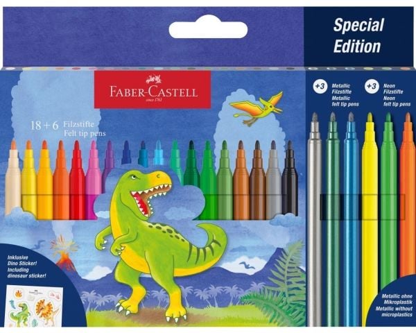 Faber-Castell 554222, 24 farger, Flerfarget, Flerfarget, Vann-basert blekk, China, Barn og voksne