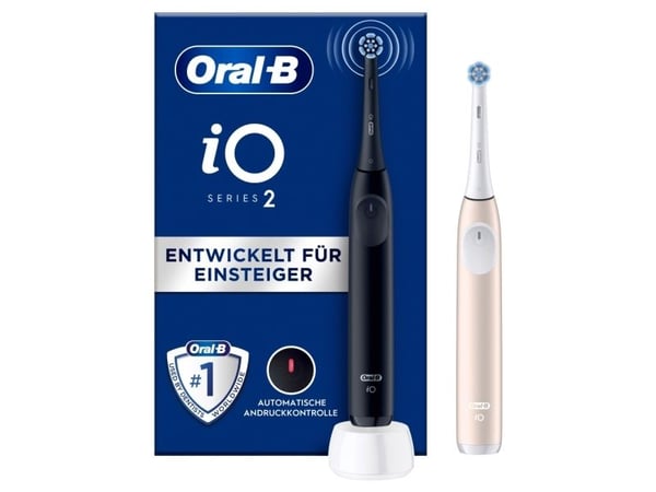 Oral-B iO Series 2 elektrisk tannbørste Night Black/Calm Pink med 2 håndstykker